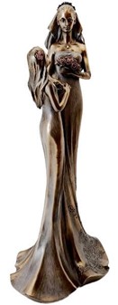 BRYLLUPSFIGUR. Smuk bryllupsgave, bronzefigur Bruden med brudepige