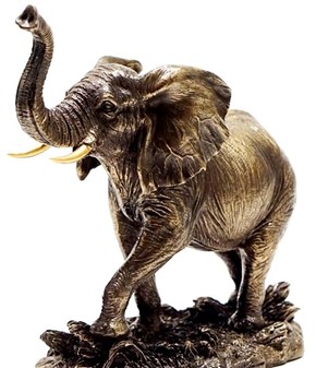 GAVE TIL FARFAR. Smuk figur af elefant med guld hugtænder