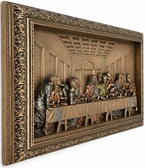 "Den sidste nadver" relief i bronze. Renæssance kunstværk til væggen