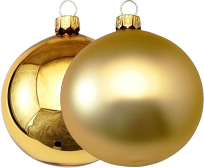 Guld julekugler i glas fra Polen, mat & blank. Ø 3, 6 og 8 cm at vælge