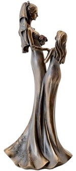 BRYLLUPSFIGUR. Smuk bryllupsgave, bronzefigur Bruden med brudepige