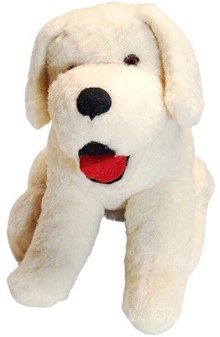 HVID FÅREHUND. En stor maskot lavet af naturlig, økologisk uld