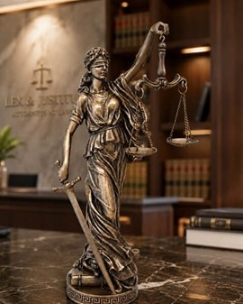 GAVE TIL JURIST. Eksklusiv bronze figur af Justitia gudinde