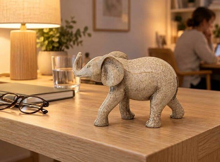 Elegant Granit Elefant Figur. Et symbol på styrke og lykke som gave
