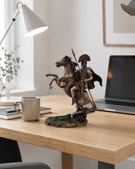 GAVE HAM. Imporedende bronze skulptur af Romerske centurion på hest