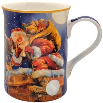 JULEKRUS. 4 Porcelæn Krus med Julemanden til Din Jul