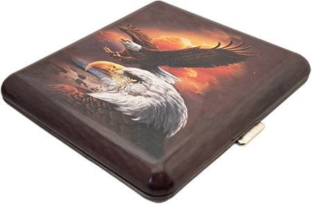 Majestætisk cigaret etui – ørne-design, metal, 20 stk kapacitet