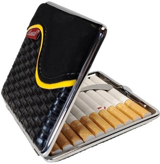 Billige, Elegant Læder-Imiteret Carbon Cigaretetui til 20 Cigaretter