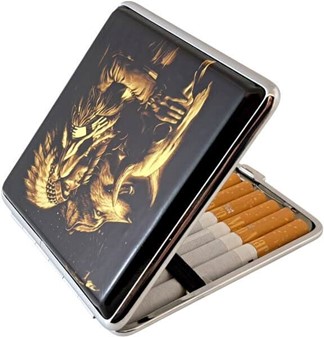 Cigaretetui i metal til 20 stk – Unikt ulv og indianer design