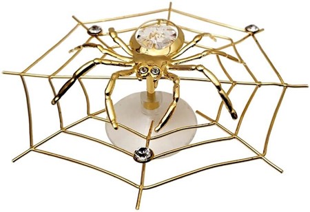 GAVE TIL KVINDE. Forgyld, dekoreret med Swarovski krystaller edderkop