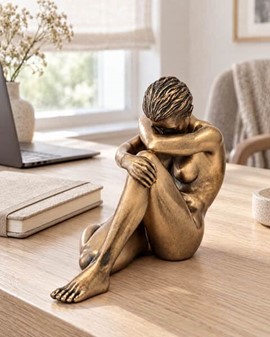 BILLIG KÆRESTE GAVE. Bronze statuette af siddende nøgne kvinde