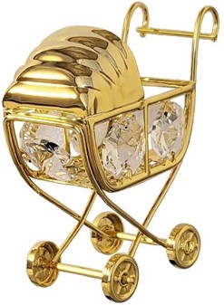 FORSLAG TIL BRYLLUPSGAVE. Forgyldt klapvogn med Swarovski krystaller