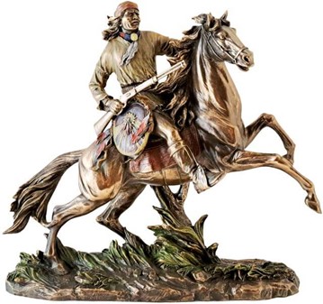 INDIANER FIGUR. Apache på hest, bronze dekoration til hjemmet
