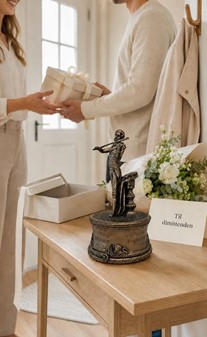 Tidsrejse til Wien. Elegant Johann Strauss Bronzefigur med Spilledåse