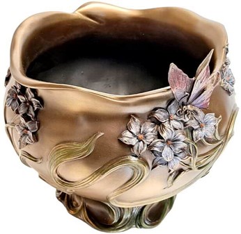 ART NOUVEAU VASE. Unik Veronese vase med blomster og sommerfugl