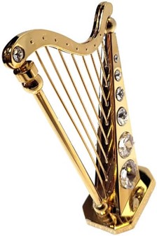 BILLIGE FØDSELSDAGSGAVE IDEER. Forgyldt harpe med Swarovski krystaller