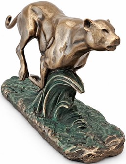 Bronze figur af gepard på flugt. Fænomenal pynt til hjemmet og kontor