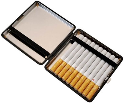 Luksus i lommeformat. Stilrent billigt metal cigaretetui med trædesign