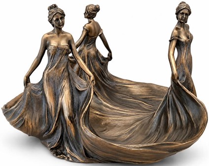 MORSDAG GAVE. Unik art nouveau skål med tre Lady til bolig dekoration