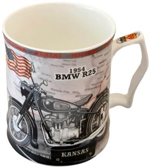 KRUS MED BILLEDE. Eksklusivt Porcelænskrus med BMW R25 Motorcykel