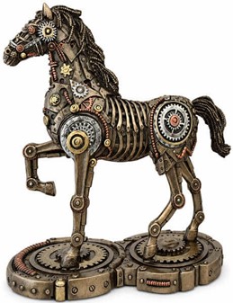 Enestående Steampunk Hest: Unik Bronze Kunst – Drømmenes Mekanik!