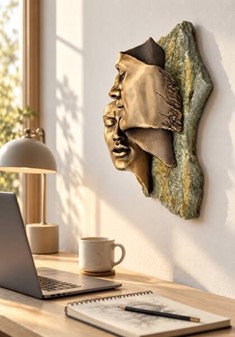 Evig kærlighed i sten – Skulptur Der Forbinder Sjæle På Væggen