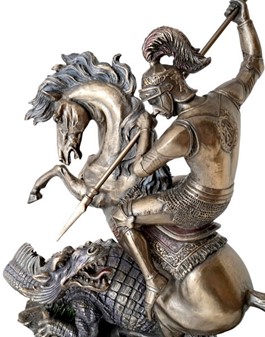 Eksklusiv Sankt Jørgen og dragen figur. Styrke, tro og sejr i bronze