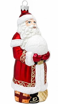 Polske julekugler figurer. Stor figur, julemand i rødt tøj. H: 14,8 cm