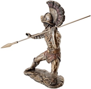 GLADIATOR FIGUR. en slave i kamp med spyd i arenaen det gamle Rom