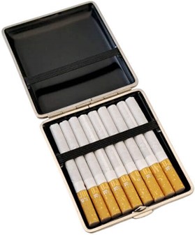 FARS DAG GAVEIDEER. Vom Hofe cigaretetui lavet af ægte læder i sort