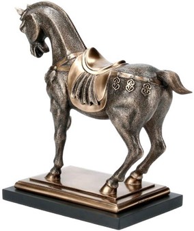 Gave til Rytter. Bronze Hestefigur. Symbol på Styrke, Frihed, Skønhed