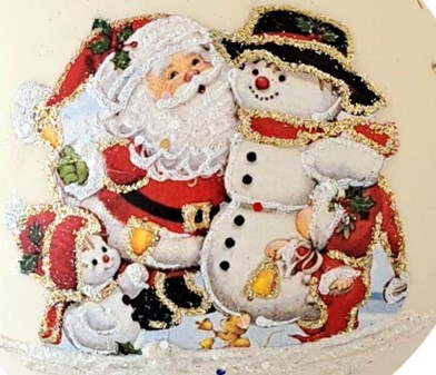 Glas julekugler fra Polen i hvid med flot julemotiv. Ø 8 cm, 6 stk