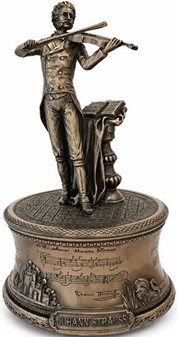 Tidsrejse til Wien. Elegant Johann Strauss Bronzefigur med Spilledåse
