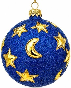 Unik julepynt. Julekugler med engle på baggrund af nattehimlen. 10 cm