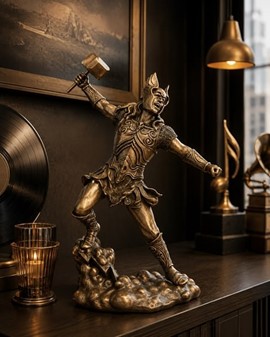 Thor Figur med Mjølner – Eksklusiv Statue til Det Moderne Hjem