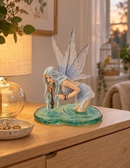 Eventyrlig Dekoration og Nøglen til Magi. Elegant Fe-Prinsesse Figur
