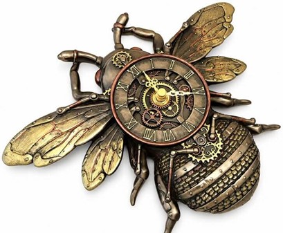 VÆGUR. Unik vægdekoration, steampunk vægur i form af et stort bi
