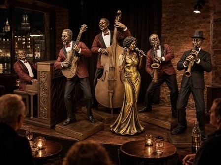 Gave til musikelsker. Eksklusiv Jazz Guitarist Figur med Attitude!