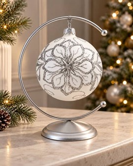 Hvide juletræskugler glas. Smukke håndblæste julekugler. Ø 10 cm 6 stk