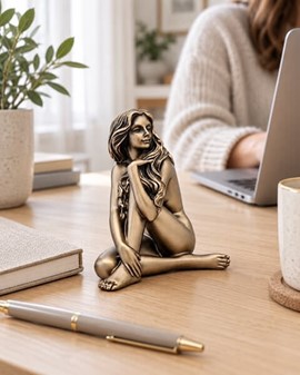 Romantisk bronzefigur. Sensuel kvindeakt i kunstnerisk lille form