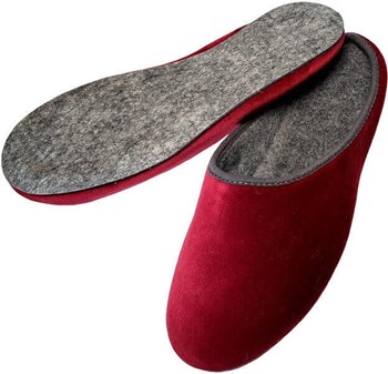BILLIGE HERRE SUTSKO. Mørkerød filt-velour hjemmesko. Kun139 kr