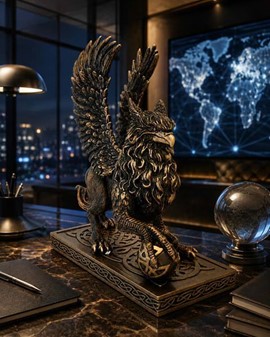En grif figur. Bronzefigur af et af de mest kendte fabeldyr i verden