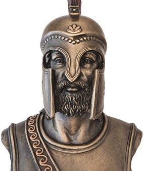 GAVE TIL BEDSTE VEN. Bronze buste af spartansk kriger i korinth hjelm