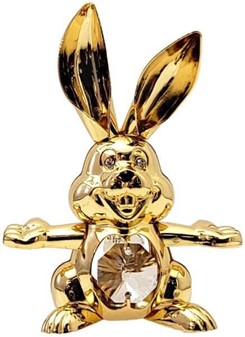 KANIN FIGUR. Smuk forgyldt munter kanin med Swarovski krystaller