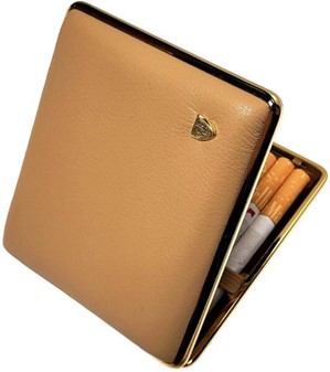 CIGARET ETUI LÆDER. Eksklusivt tysk cigaretetui i ægte beige læder