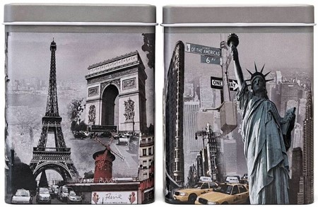 Stilfuldt cigaret etui metal. Sæt med Paris og New York design. 2 stk.