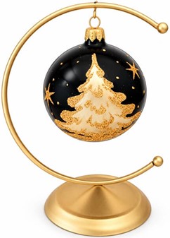 Sorte julekugler med tre forskellige julemotiver i guld, Ø 8 cm 6 stk