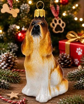 Juledekorationer hund. Sød glas figur af cocker spaniel, højde 14 cm