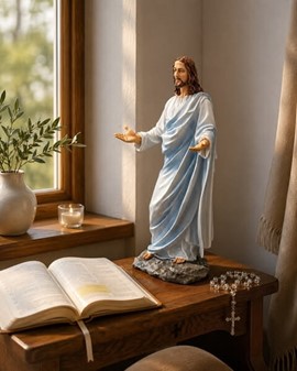 Skab Ro: Jesus Kristus figur med Sjæl. Kunstværk fyldt med Fred og Håb