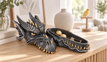 Herre Smykkeskrin. Drage – Unik Fantasy Figur og Gave til Ham